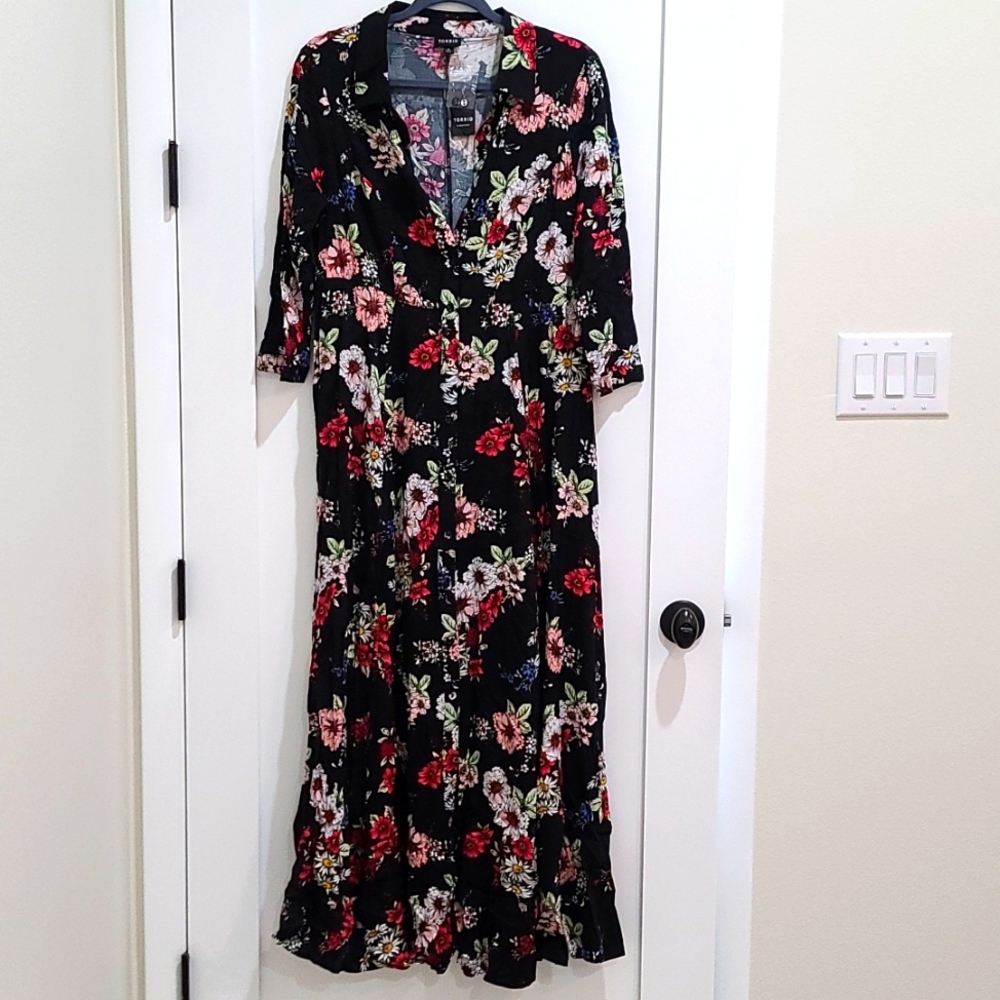 Maxi floral shirt dress torrid brand